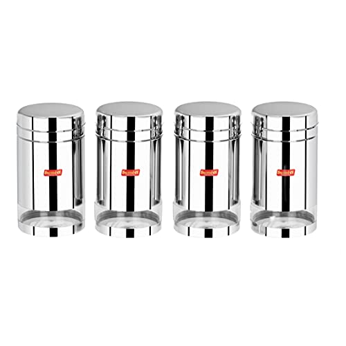 Sumeet Stainless Steel Circular See Through/Transparent Container, Set of 2Pc, 1800 LTR Each, 11.5cm Dia - Silver