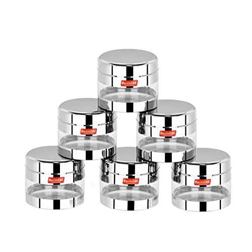 Sumeet Stainless Steel Circular See Through/Transparent Container, Set of 2Pc, 600 Mleach, 11.5cm Dia - Silver