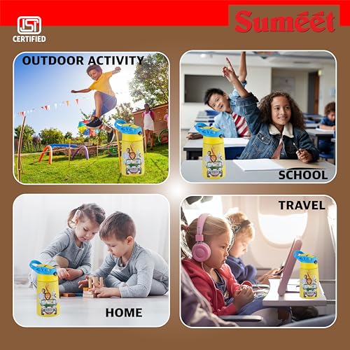 Sumeet ISI Certified Insulated Hot & Cold Stainless Steel, Leak Proof, Lightweight, Sipper Water Bottle for School Kids - SipZoo, 350ml - Yellow