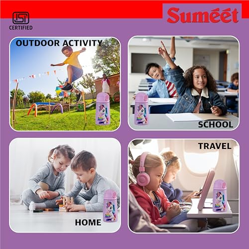 Sumeet ISI Certified Insulated Hot & Cold Stainless Steel, Leak Proof, Lightweight, Sipper Water Bottle for School Kids - UniSip, 350ml - Yellow