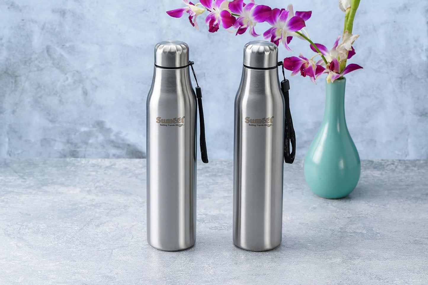 Sumeet Alpha-Aqua Stainless Steel Leak Proof Water Bottle Office/School/College/Gym/Picnic/Home/Fridge - 1 Litre |Pack of 1| Silver