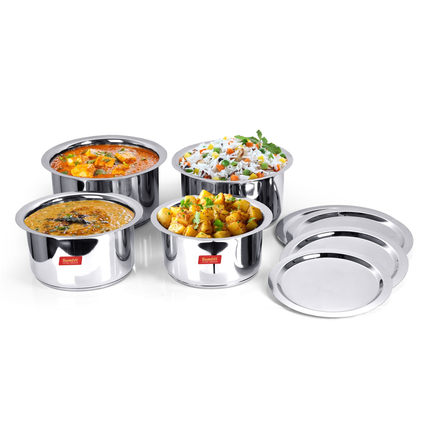 Sumeet Stainless Steel Cookware Set With Lid, 5 Piece