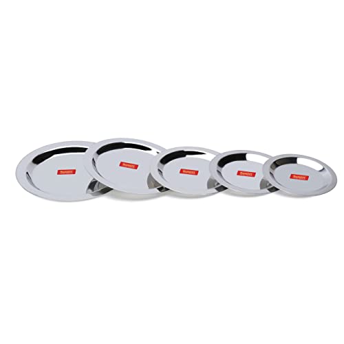 Sumeet Stainless Steel Heavy Gauge Ciba/Lids/Tope/Cheeba Cover Set of 5 Pcs (12.3cm, 13.8cm, 15.5cm, 16.7cm, 18.5cm)