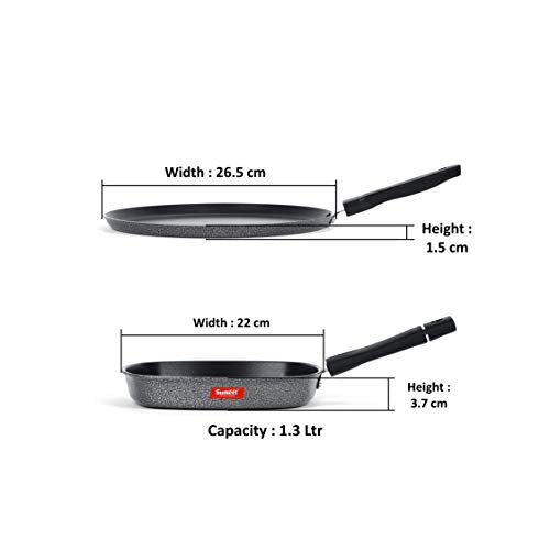 Sumeet NonStick Solv Cookware Set (Dosa Tawa - 26.5Cm Dia + Grill Pan-22cm Dia)