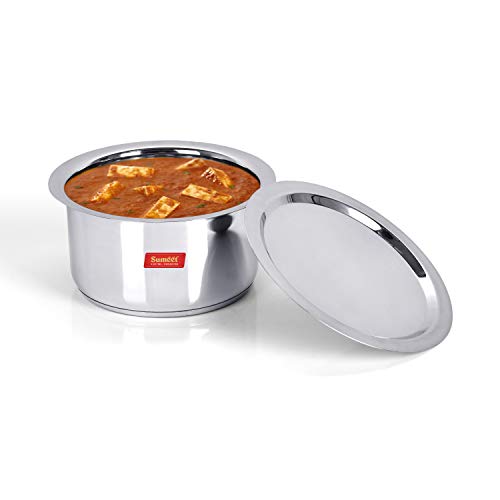 Sumeet Stainless Steel Induction Bottom (Encapsulated Bottom) Tope with Lid, 3.5Ltr, 24.7cm Dia, Silver