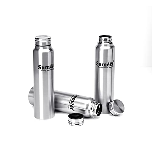 Sumeet Slim Stainless Steel Leak-Proof Water Bottle / Fridge Bottle - 550ml - Pack of 3