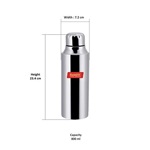 Sumeet Stainless Steel Airtight and Leak Proof Fridge Water Bottle 750Ml, Set of 2pc
