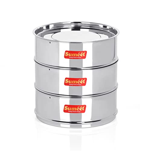 Sumeet Stainless Steel Deep Stackable Container/Separator with Lid Suitable for 9 LTR & 10 LTR Outer Lid Cooker