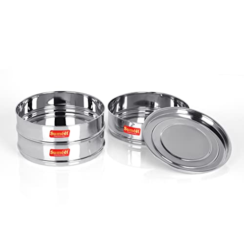 Sumeet Stainless Steel Flat Stackable Container/Separator with Lid Suitable for 7.5 LTR Outer Lid Cooker
