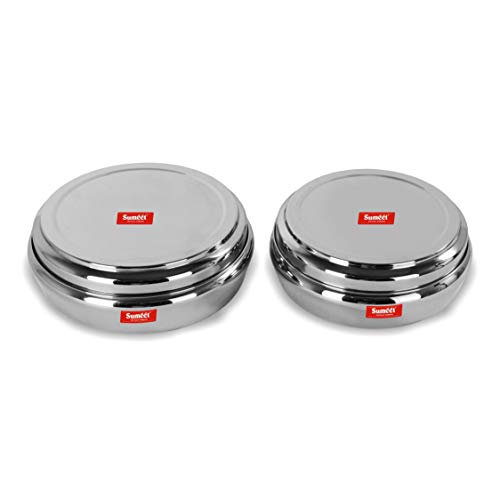 Sumeet Stainless Steel Conical Shape Flat Canisters Set of 2 Pc (Capacity - 1.5 LTR, 2 LTR)