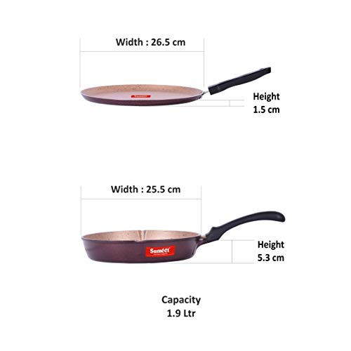 Sumeet Nonstick Granite Finish 2pc Kitchen Set “Favorite” (Dosa Tawa - 26.5cm Dia + Round Grill Pan 25.5cm Dia)