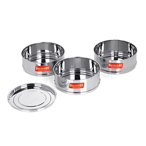Sumeet Stainless Steel Deep Stackable Container/Separator with Lid Suitable for 9 LTR & 10 LTR Outer Lid Cooker