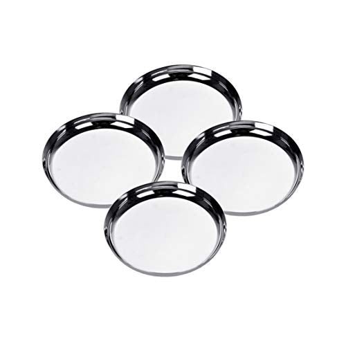 Sumeet Stainless Steel Apple Shape Heavy Gauge Dessert Plates with Mirror Finish -17.8Cm Dia - Set of 4 Pcs