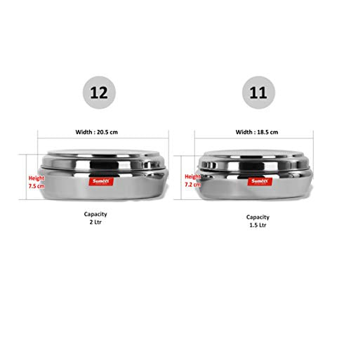 Sumeet Stainless Steel Conical Shape Flat Canisters Set of 2 Pc (Capacity - 1.5 LTR, 2 LTR)