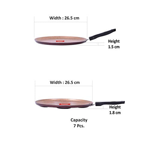 Sumeet Nonstick Granite Finish 2 Pc VIYANA Cookware Set (Dosa Tawa - 26.5cm Dia + Multi Snack Maker - 7 Cavity - 26.5cm Dia)