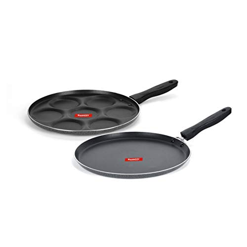 Sumeet NonStick Zilver Cookware Set (Dosa Tawa - 26.5Cm Dia + Multi Snack Maker - 7 Cavity - 26.5Cm Dia)