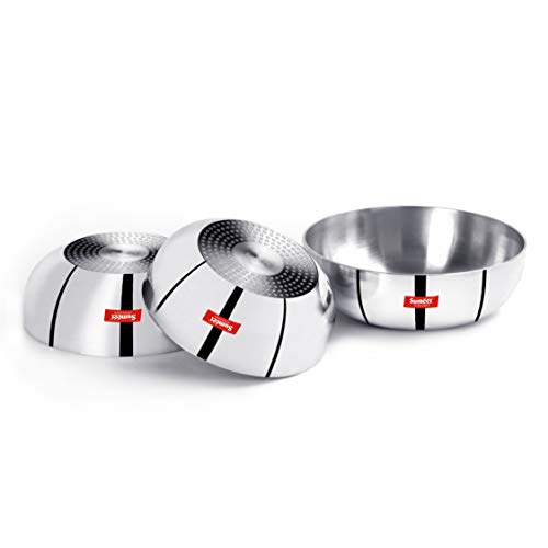 Sumeet 3mm Induction Bottom Aluminium Tasra Set of 3Pcs (2.3Ltr, 2.8Ltr, 3.6Ltr)