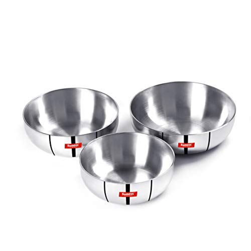 Sumeet 3mm Induction Bottom Aluminium Tasra Set of 3Pcs (2.3Ltr, 2.8Ltr, 3.6Ltr)