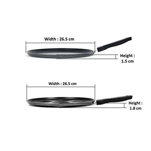 Sumeet NonStick Zilver Cookware Set (Dosa Tawa - 26.5Cm Dia + Multi Snack Maker - 7 Cavity - 26.5Cm Dia)