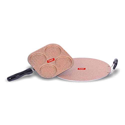 Sumeet Galaxy Aluminium Cookware Set, 1 Saral Tawa, 1 Multi Snack Maker (Peach)