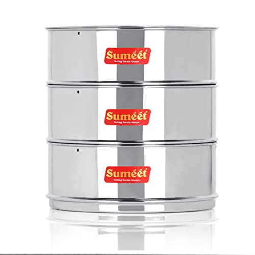 Sumeet Stainless Steel Deep Stackable Container/Separator with Lid Suitable for 9 LTR & 10 LTR Outer Lid Cooker