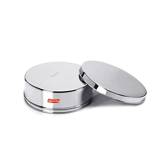 Sumeet Stainless Steel Flat Canister/Puri Dabba/Storage Container (2.1Ltr) (20.5cm)