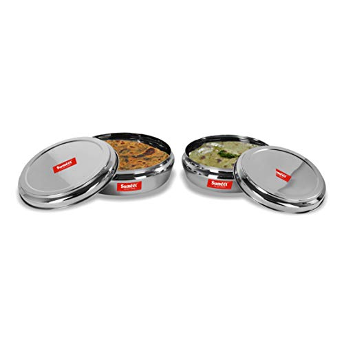 Sumeet Stainless Steel Conical Shape Flat Canisters Set of 2 Pc (Capacity - 1.5 LTR, 2 LTR)