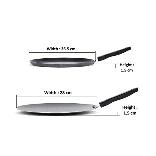 Sumeet NonStick Srebro Cookware Set (Dosa Tawa - 26.5Cm Dia + Conceve/Roti Tawa - 28Cm Dia)