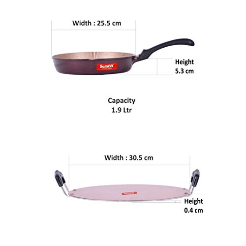 Sumeet Nonstick Granite Finish Unique Cookware Set (Saral Tawa 30.5cm Dia + Round Grill Pan 25.5cm Dia)