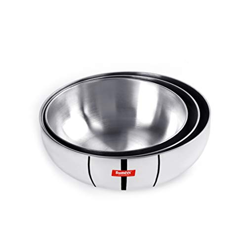 Sumeet 3mm Induction Bottom Aluminium Tasra Set of 3Pcs (2.3Ltr, 2.8Ltr, 3.6Ltr)