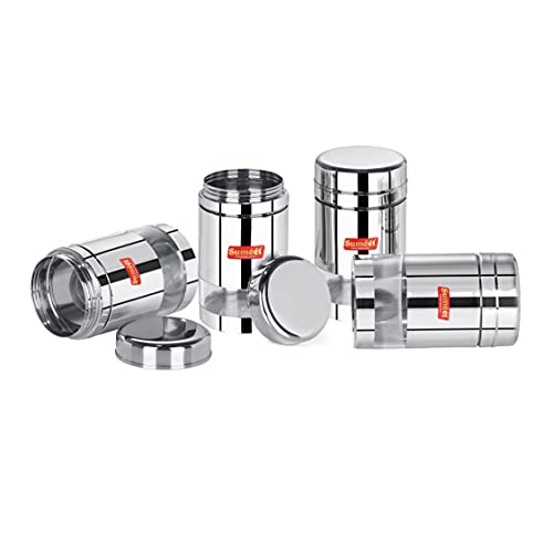 Sumeet Stainless Steel Circular See Through/Transparent Container, Set of 4Pc, 700 Ml Each, 8.5cm Dia, Silver