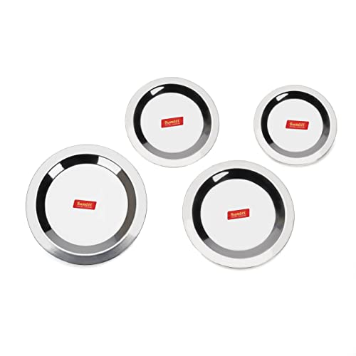Sumeet Stainless Steel Heavy Gauge Ciba/Lids/Tope/Cheeba Cover Set of 4 Pcs (Small Size 12.3cm, 13.8cm, 15.5cm, 16.7cm)