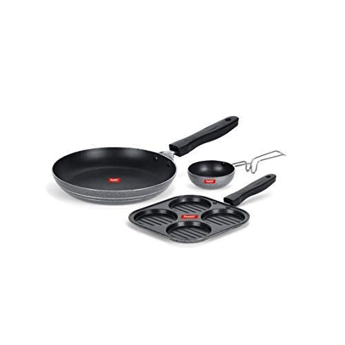 Sumeet NonStick Kul Rang Cookware Set (Mini Multi Snack Maker - 4 Cavity -19.5cm + Tapper pan - 0.6Ltr - 20Cm Dia + Waghariya/Tadka pan - 190Ml - 10Cm Dia)
