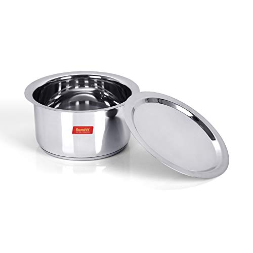 Sumeet Stainless Steel Induction Bottom (Encapsulated Bottom) Tope with Lid, 3.5Ltr, 24.7cm Dia, Silver