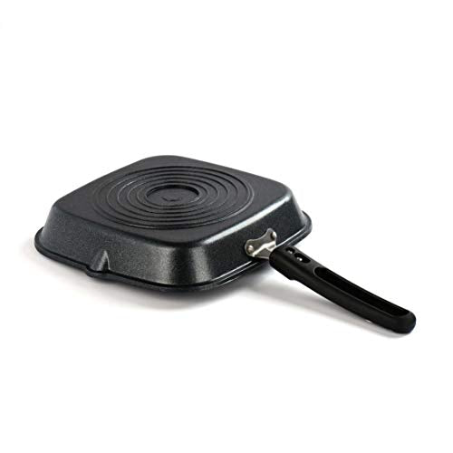 Sumeet Non Induction Base Non Stick Aluminium Grill Pan, 24cm, Black