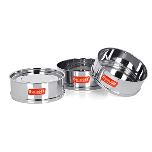 Sumeet Stainless Steel Deep Stackable Container/Separator with Lid Suitable for 9 LTR & 10 LTR Outer Lid Cooker