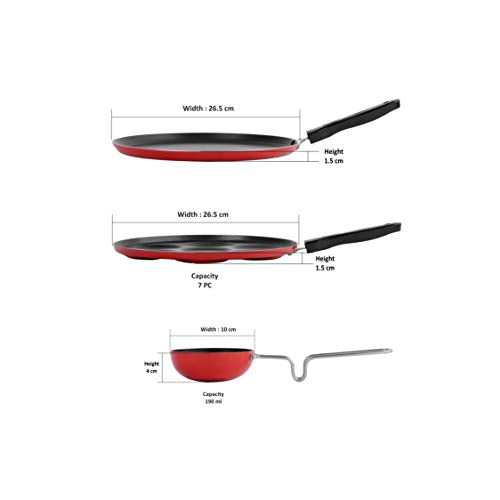 Sumeet 2.6mm Thick Non-Stick Clancy Combo Set (Dosa Tawa – 26.5cm Dia + Multi Snack Maker – 26.5cm Dia + Tadka Pan – 10cm Dia)