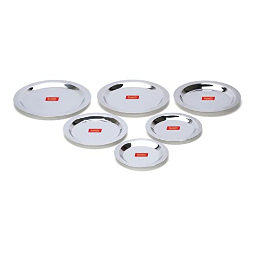 Sumeet Stainless Steel Heavy Gauge Ciba/Lids/Tope/Cheeba Cover Set of 6 Pcs (12.3cm, 13.8cm, 15.5cm, 16.7cm, 18.5cm, 20cm)