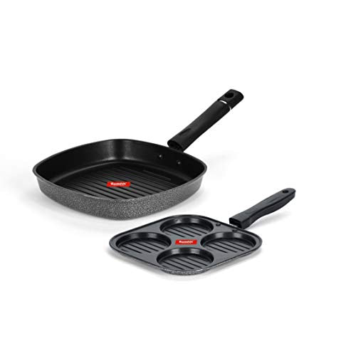 Sumeet NonStick Lacag Cookware Set (Grill Pan-22cm Dia + Mini Multi Snack Maker - 4 Cavity -19.5cm)