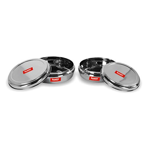 Sumeet Stainless Steel Conical Shape Flat Canisters Set of 2 Pc (Capacity - 1.5 LTR, 2 LTR)