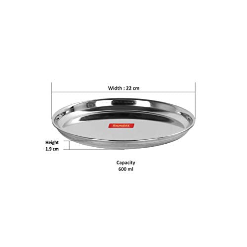 Sumeet Stainless Steel Plates - Set Of 3, White