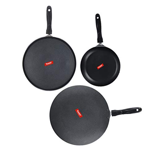 Sumeet NonStick Salaka Cookware Set (Dosa Tawa - 26.5Cm Dia + Tapper pan - 0.6Ltr - 20Cm Dia + Conceve/Roti Tawa - 28Cm Dia)