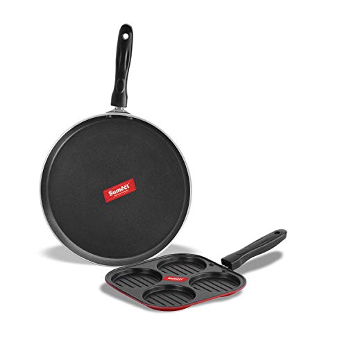 Sumeet 2.6mm Thick Non-Stick Cherry Cookware Set (Dosa Tawa – 26.5cm Dia + Mini Multi Snack Maker – 19.5cm Dia)