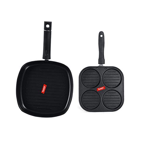 Sumeet NonStick Lacag Cookware Set (Grill Pan-22cm Dia + Mini Multi Snack Maker - 4 Cavity -19.5cm)