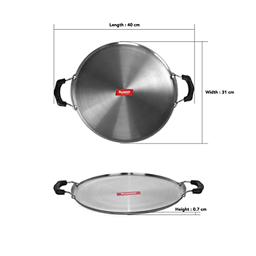 Sumeet Pre Seasoned Iron Dosa Tawa 2.5mm Thick (Double Side Handle) 12 Inch