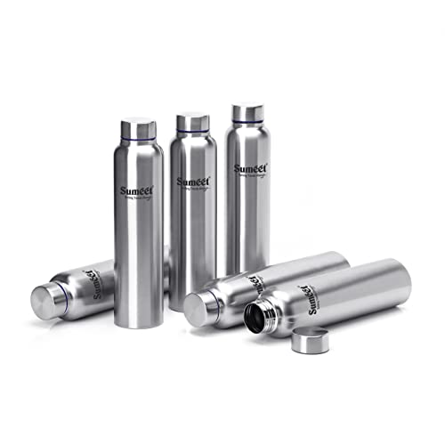 Sumeet Stainless Steel Leak-Proof Water Bottle / Fridge Bottle - 1000ml - Pack of 6