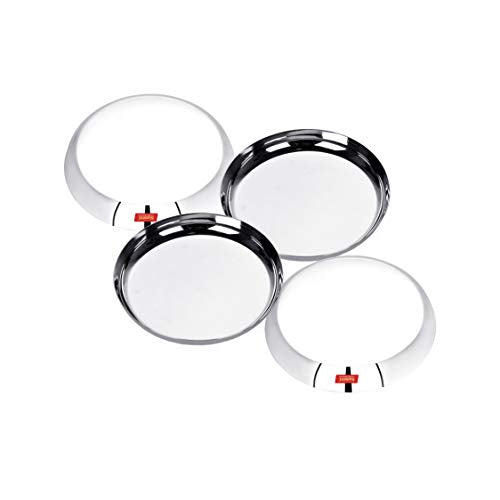 Sumeet Stainless Steel Apple Shape Heavy Gauge Dessert Plates with Mirror Finish -17.8Cm Dia - Set of 4 Pcs