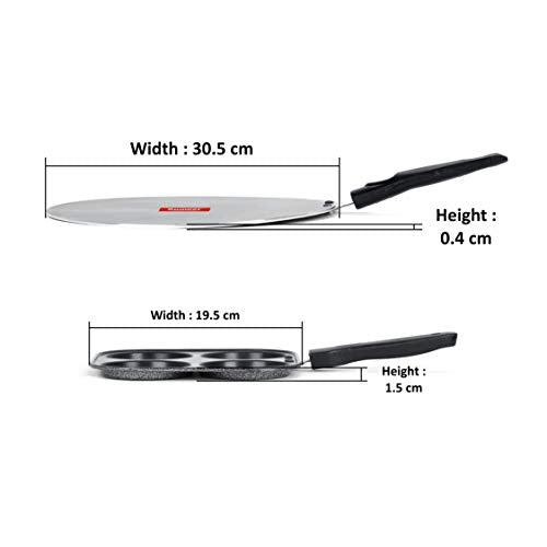 Sumeet NonStick Esiliva Cookware Set (Flat Tawa - 30.5cm Dia + Mini Multi Snack Maker - 4 Cavity -19.5cm)