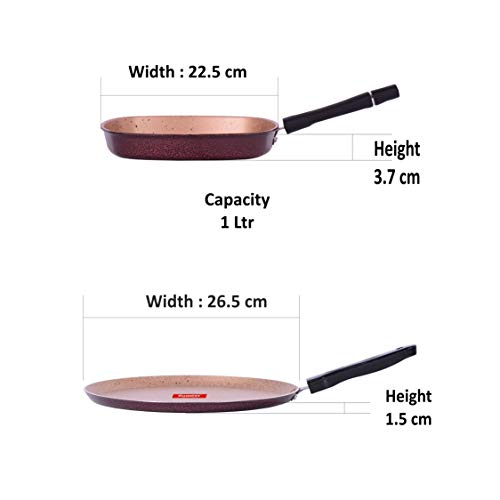 Sumeet Aluminium Kitchen Set, 1.1 L Grill Pan, 2 Piece (Peach)