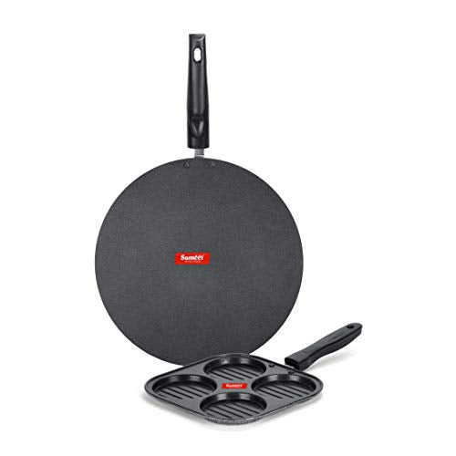 Sumeet NonStick Esiliva Cookware Set (Flat Tawa - 30.5cm Dia + Mini Multi Snack Maker - 4 Cavity -19.5cm)
